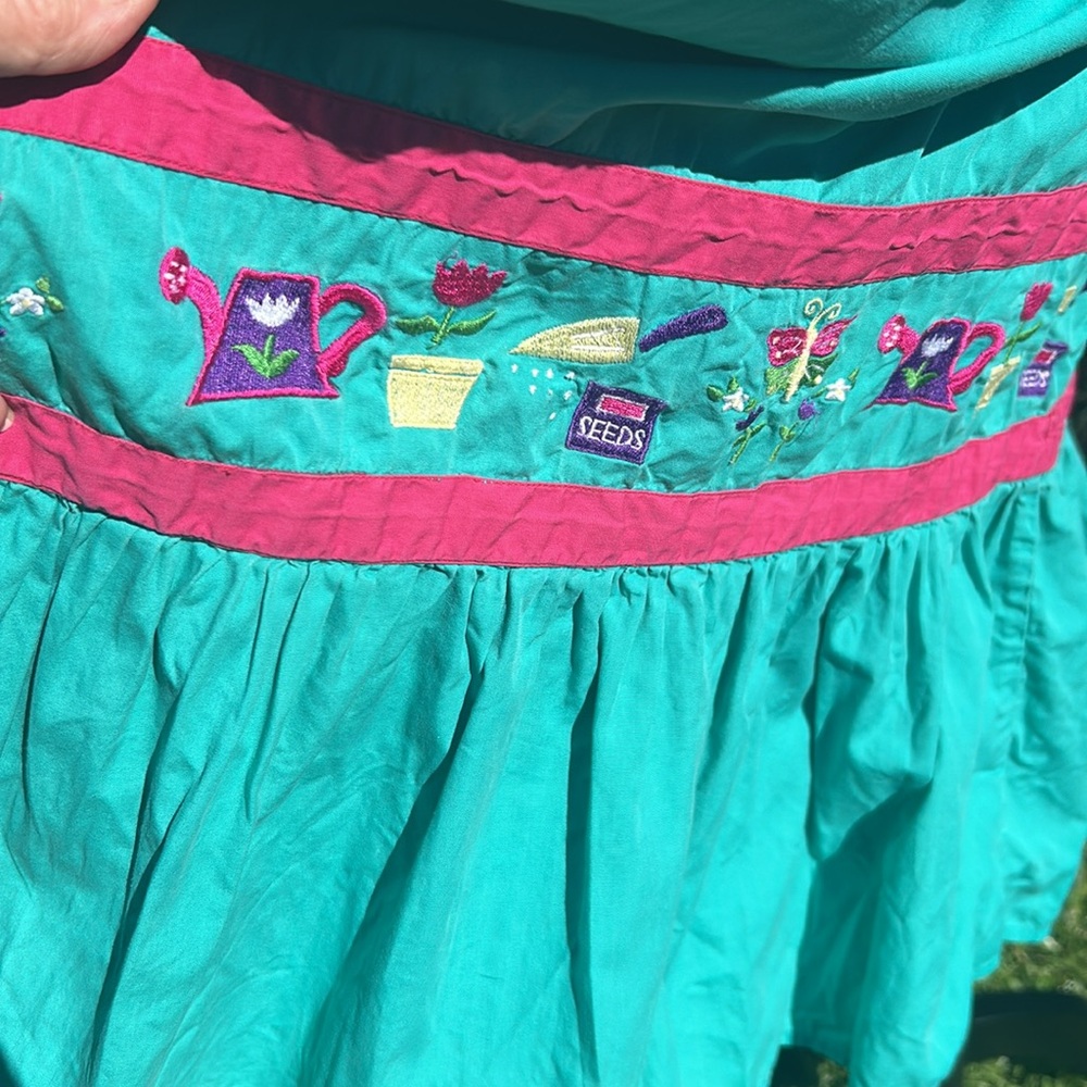 Embroidered Teal Garden Dress L - Picture 6 of 8